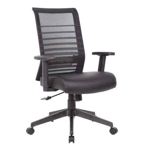 Boss Executive Mesh-Back Ergonomic Chair with Antimicrobial Seat Cover, Black